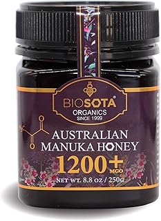 BIOSOTA Organic Manuka Honey MGO 1200+ - Medical Grade Manuka Honey from Australia NPA/ULF 25+, 100% Raw Unheated Pure Honey, 8.8oz (1200+) (MGO 1200+)