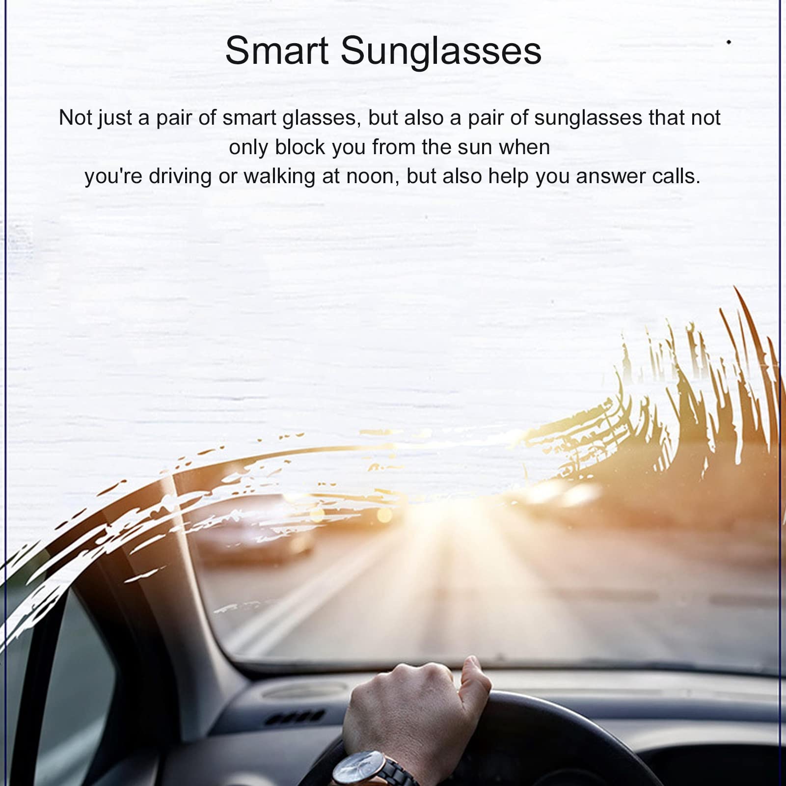 Inteligentne Okulary Przeciwsłoneczne, Stereofoniczne Bezprzewodowe Okulary Przeciwsłoneczne Bluetooth Czarne Oprawki Redukcja Szumów Inteligentne Okulary Przeciwsłoneczne ze Słuchawkami do Jazdy na R