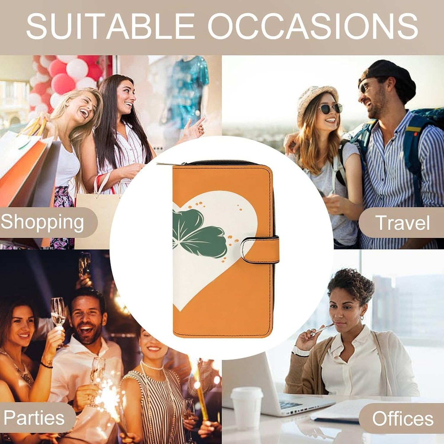 Leaves on Heart Shape Wallet,PU Leather Material, Small Wallet,Bifold with Zipper, Travel Wallet,Compact And Portable for Men And Women 7.8 * 4.3 * 1.4 Inches