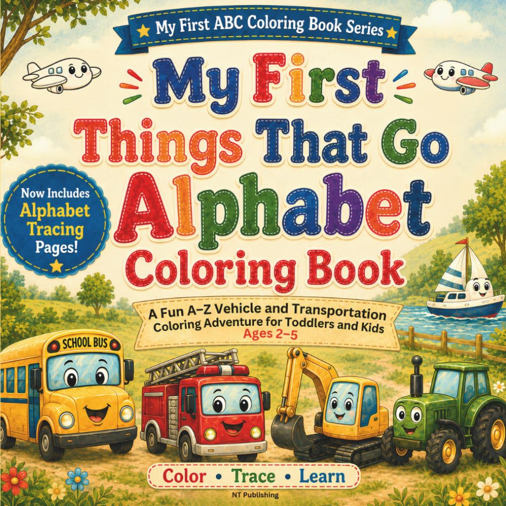 My First Things That Go Alphabet Coloring Book: A Fun A–Z Vehicle and Transportation Coloring Adventure for Toddlers and Kids Ages 2–5 (My First ABC Coloring Book Series)