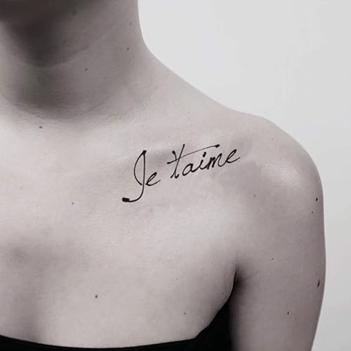 Miniatura 1 de Je t'aime - Pegatina de tatuaje temporal (juego de 2) - OhMyTat