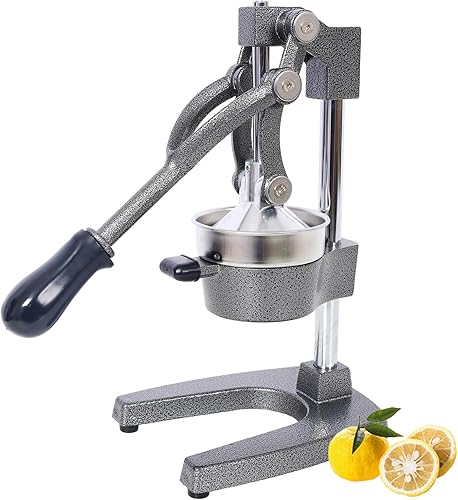 Cast Iron Citrus Juicer, Extra-Large Commercial Manual Hand Press Juicer, Heavy Duty Orange Lemon Lime Pomegranate Squeezer with Stainless Steel