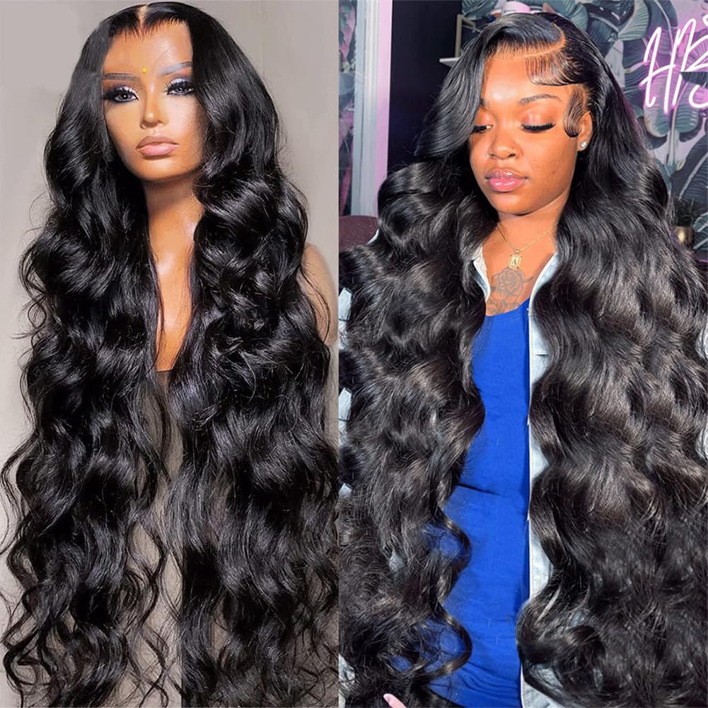 Pizazz 13x4 Transparent Lace Front Wigs Human Hair Pre Plucked with Baby Hair 180 Density Glueless Body Wave Frontal Wigs Human Hair with Natural