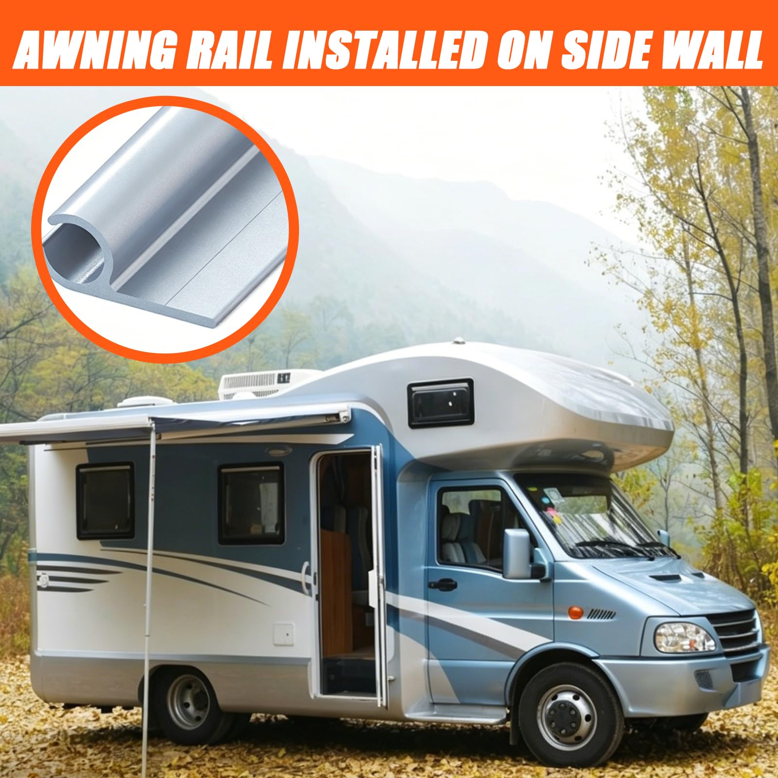 BRGD 8 Piezas 50cm Riel de Refuerzo de Aluminio, Riel para Toldo Canal C Fijación al Techo 45° para Accesorios de Autocaravana y Caravana