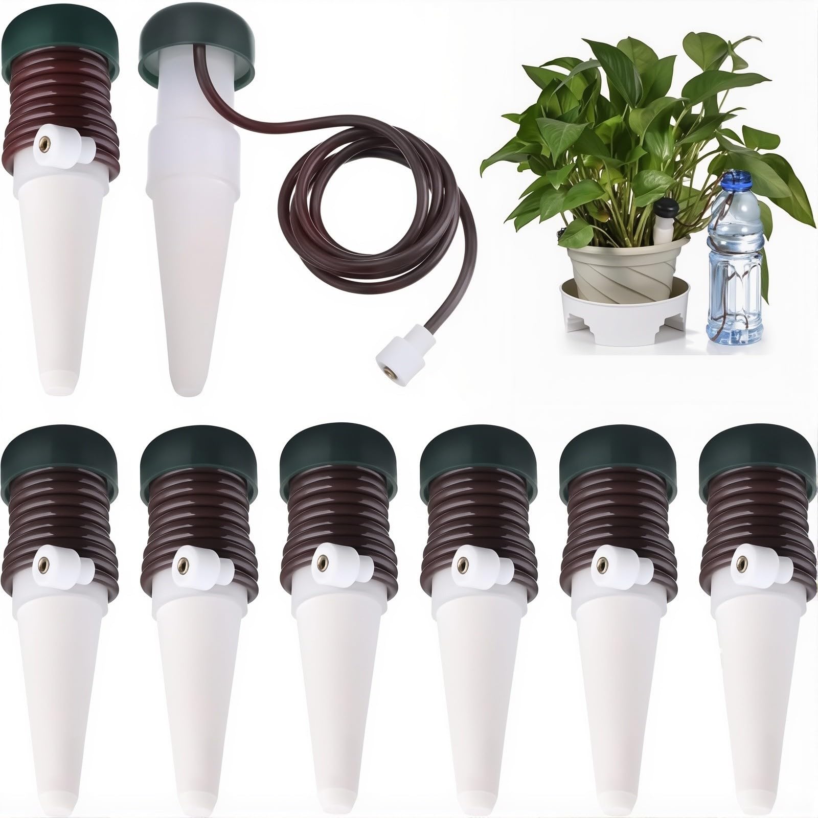8 Piezas Picos Riego Plantas, Globos de Riego Automático para Plantas, Sistema de Riego por Goteo, Set Autorriego para Macetas, Bolas de Riego para Plantas de Interior y Exterior