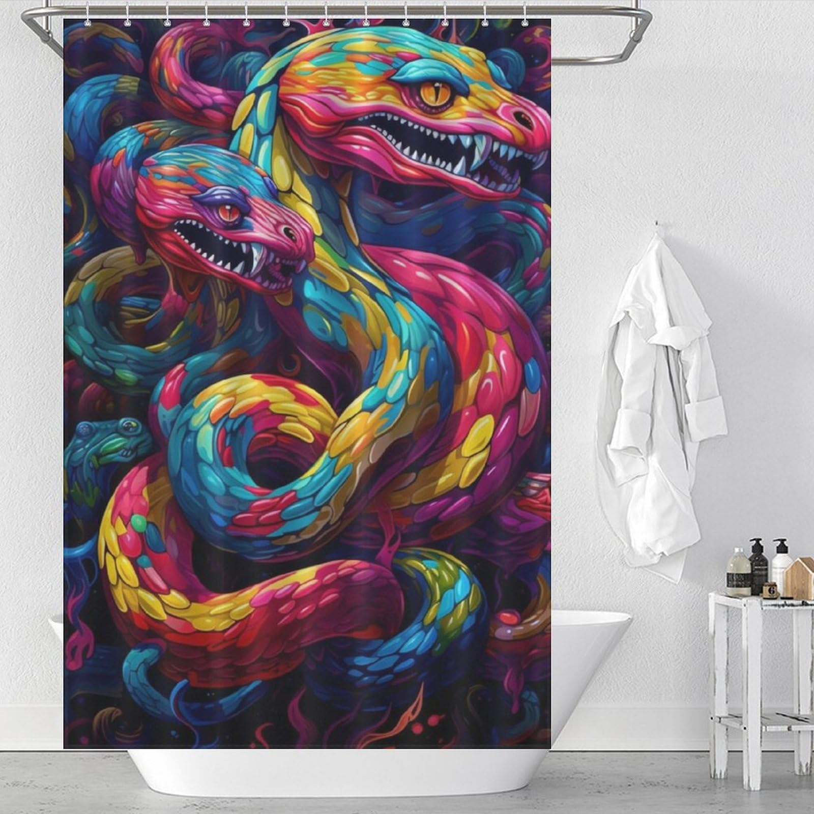 Rideau douche tissu serpent étanche anti-éclaboussure lavable pour baignoire