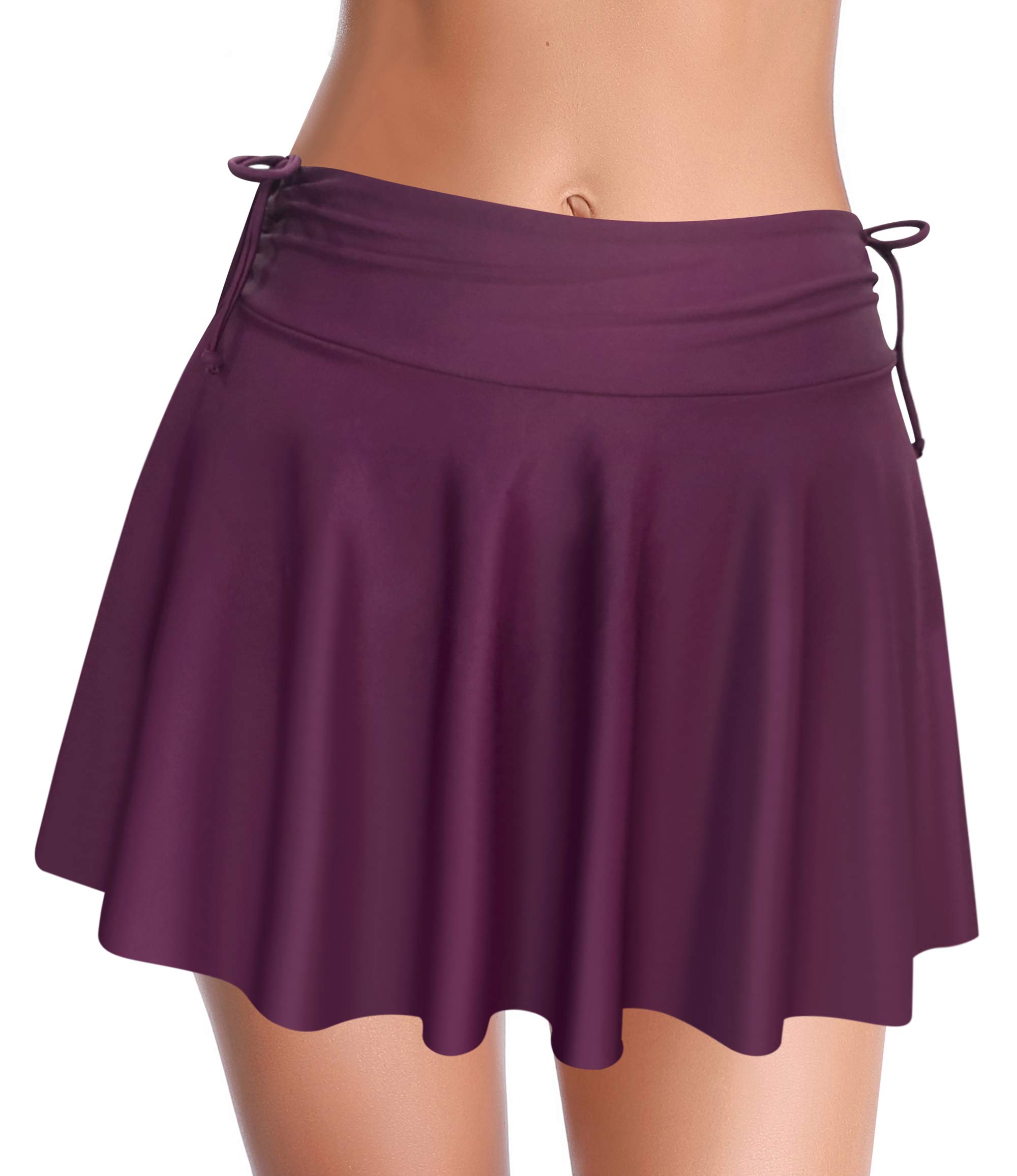 SHEKINI Traje de Baño para Mujer Elegante Ruched Bikini Falda Corta Incorporada Pantalones de Bikini Deportivo Verano Falda de Baño con Cordón de Playa — view 24