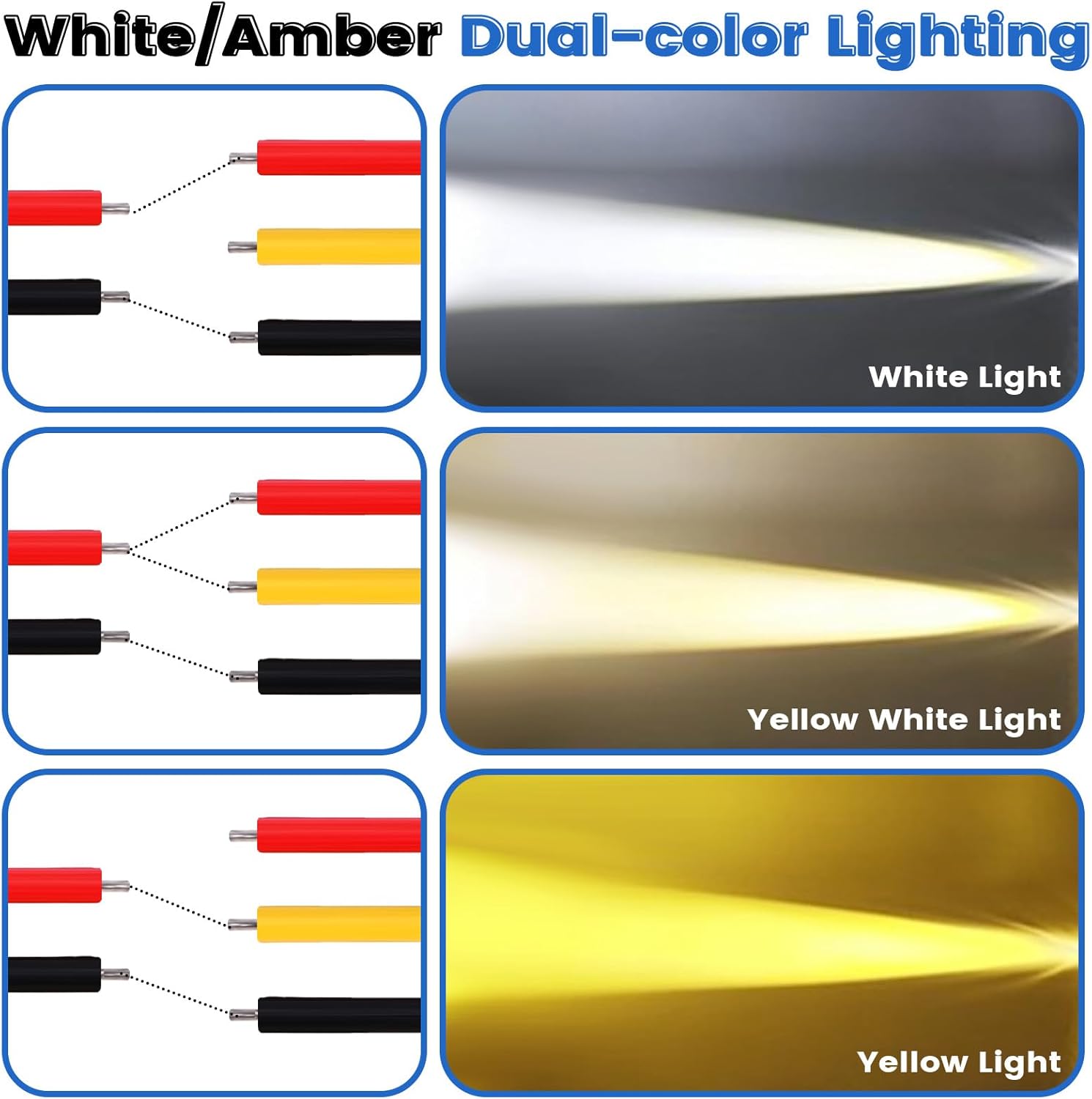 VIHOSE 8 Pack Motorcycle LED Driving Fog Lights Kit 12v White/Amber Motor Auxiliary LED Spotlights with 8 Switch Ip67 Waterproof Motorcycle Auxiliary Headlight for Car SUV ATV Tractor Offroad SUV