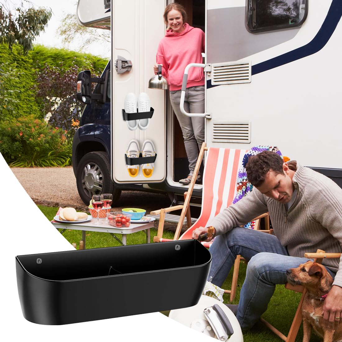 Lot de 4 supports à chaussures muraux pour camping-car, autocollants ou à percer, porte-chaussures, étagère à chaussures pour camping-car, camping, salle de bain, salon