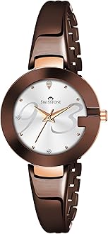 Analog Women's Watch (Silver Dial Brown Colored Strap)