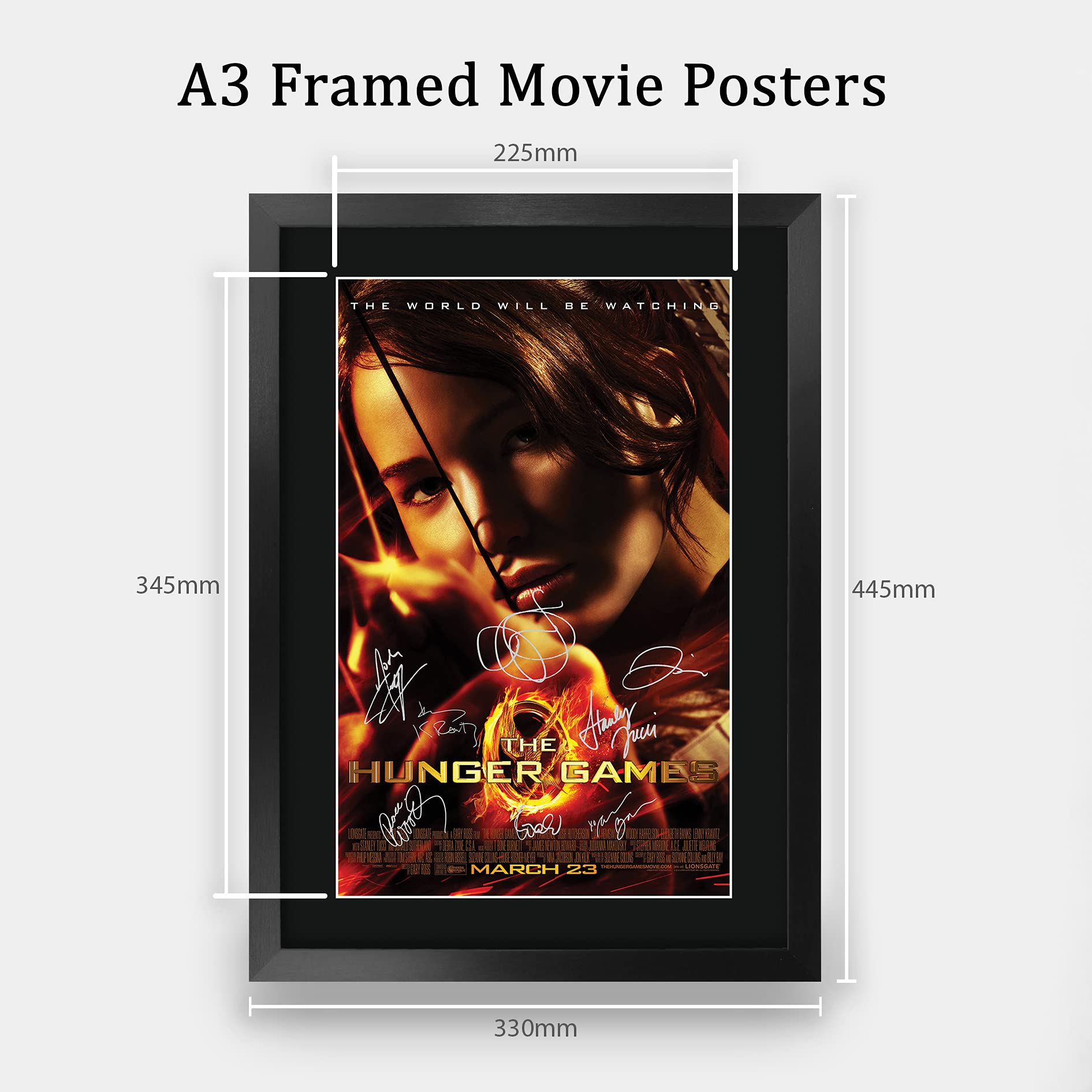 HWC Trading FR A3 The Hunger Games 1 Jennifer Lawrence Gifts Gedrucktes Poster, signiertes Autogramm, Bild für Film-Andenken, A3, gerahmt