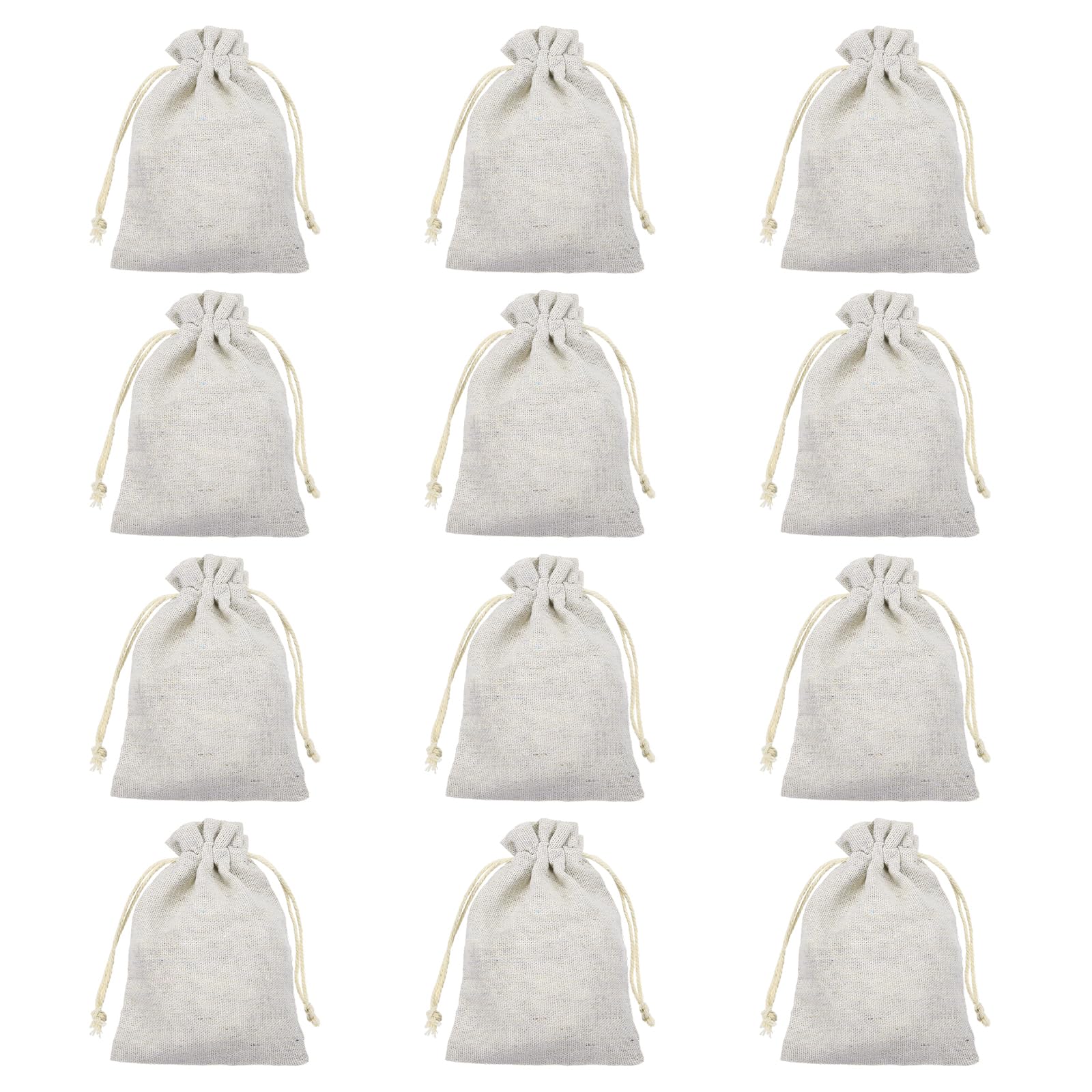 PATIKIL 12Pcs Coin Sacks Bag, 14x10cm Canvas Coin Money Cash Bag Drawstring