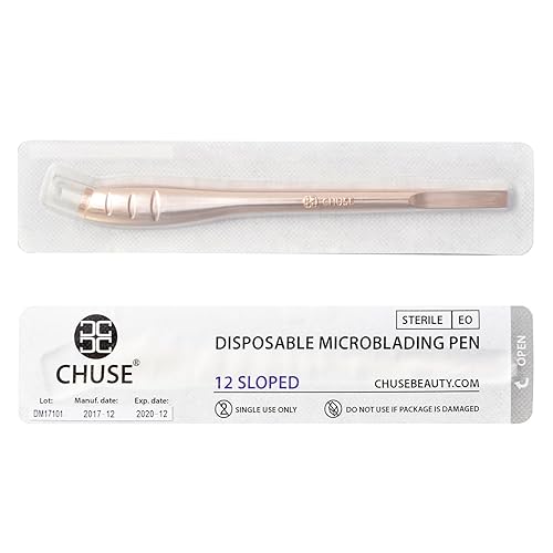 CHUSE M66 Microblading - Herramientas desechables  Paquete de 5 piezas de 12 bolígrafos de microblading de 0.010 in  Suministros de microblading