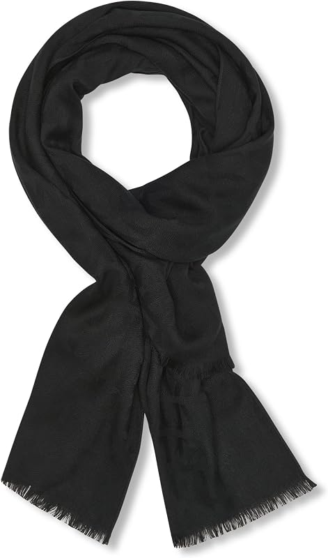 DKNY Women's Lightweight Logo Pashmina With Eyelash Fringe