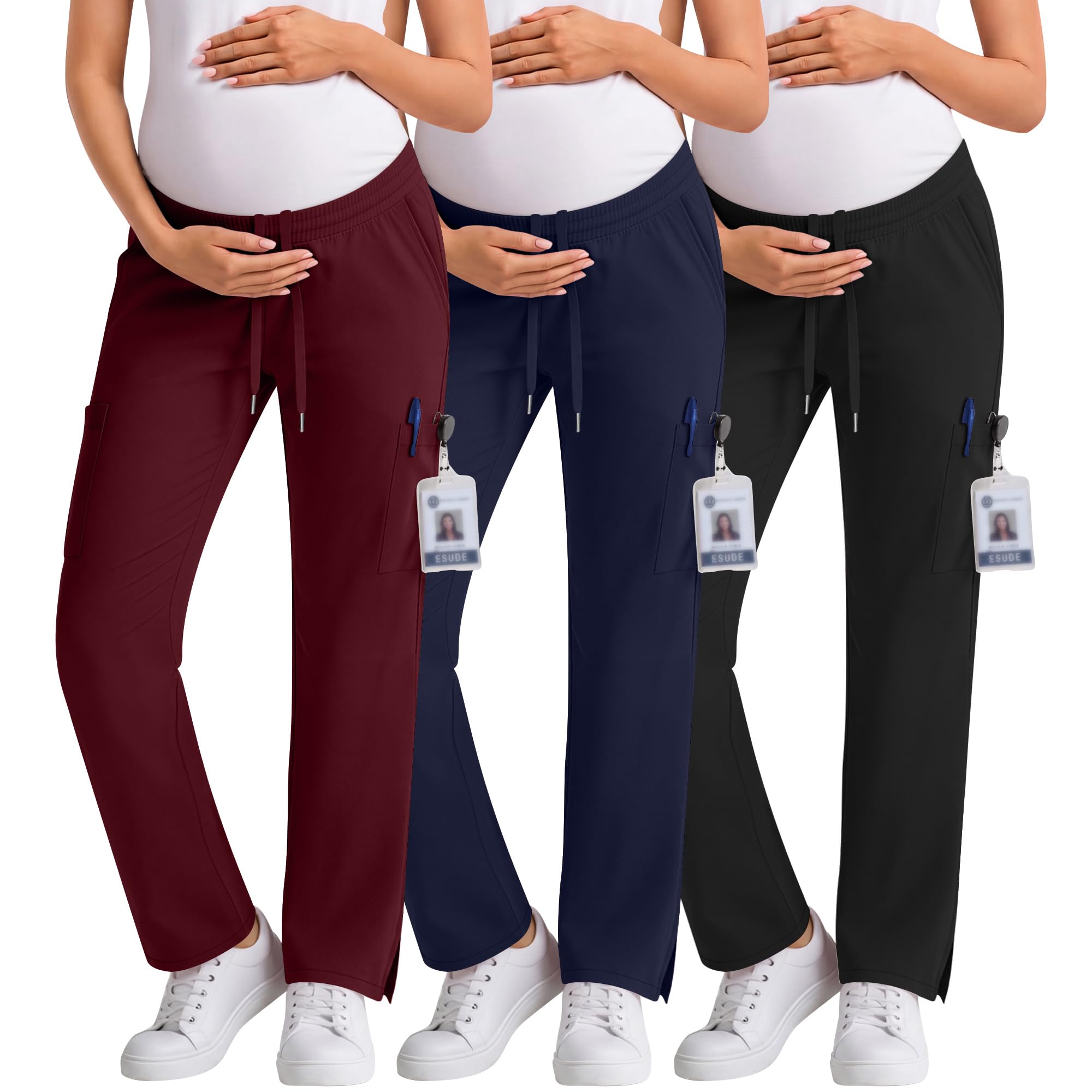 3 Pack Women's Maternity Scrub Cargo Pants