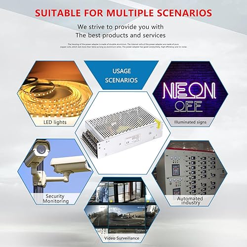 Miniatura 5 de Fuente de alimentación conmutada de 24V 10A 240W DC AC 100V240V a DC-12V Adaptador de corriente, voltaje constante del transformador, adecuado para