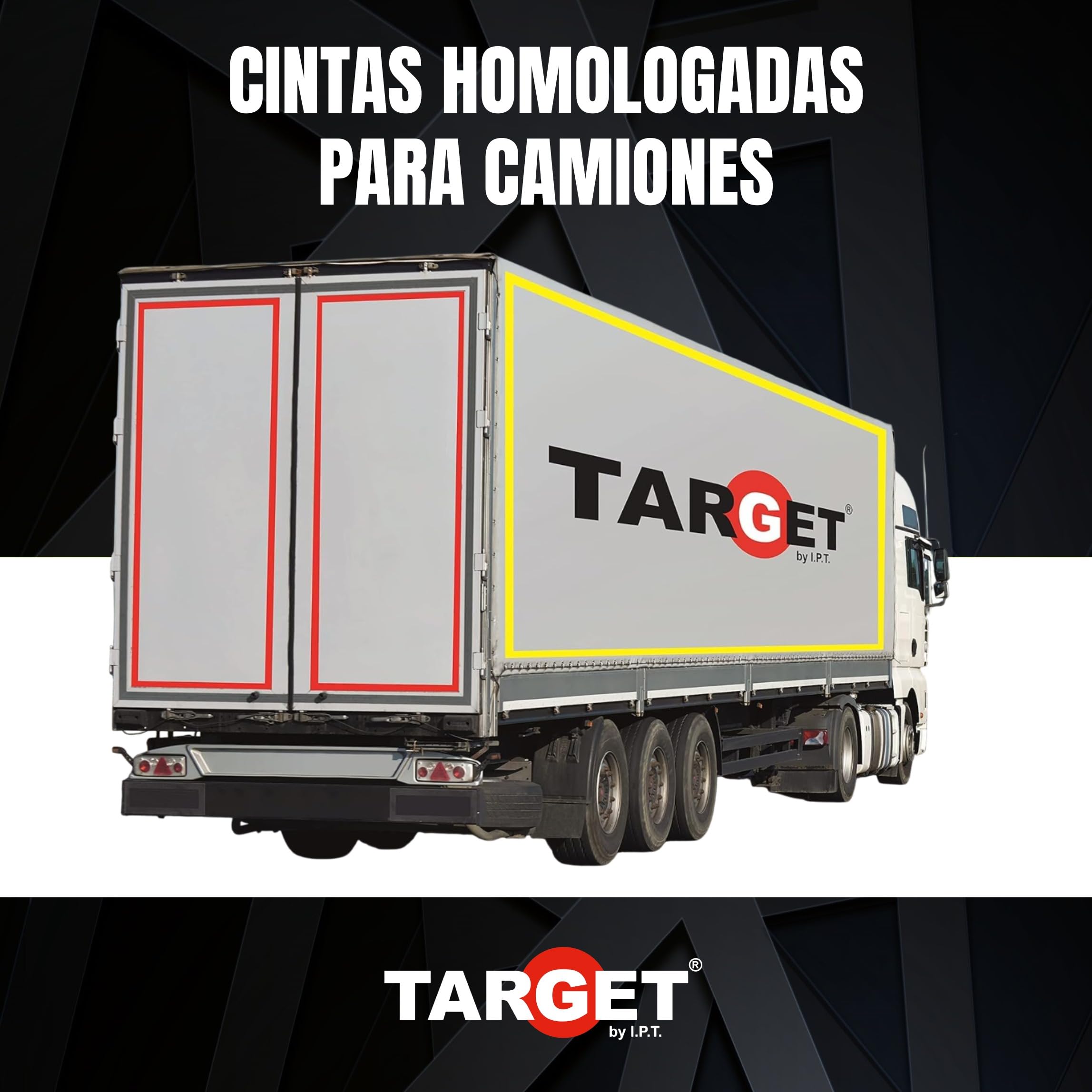 TARGET - Cinta Reflectante Homologada para Camiones - Certificación Norma EC 104R - V23 - Marcaje y Señalización (CONTINUA, ROJO)