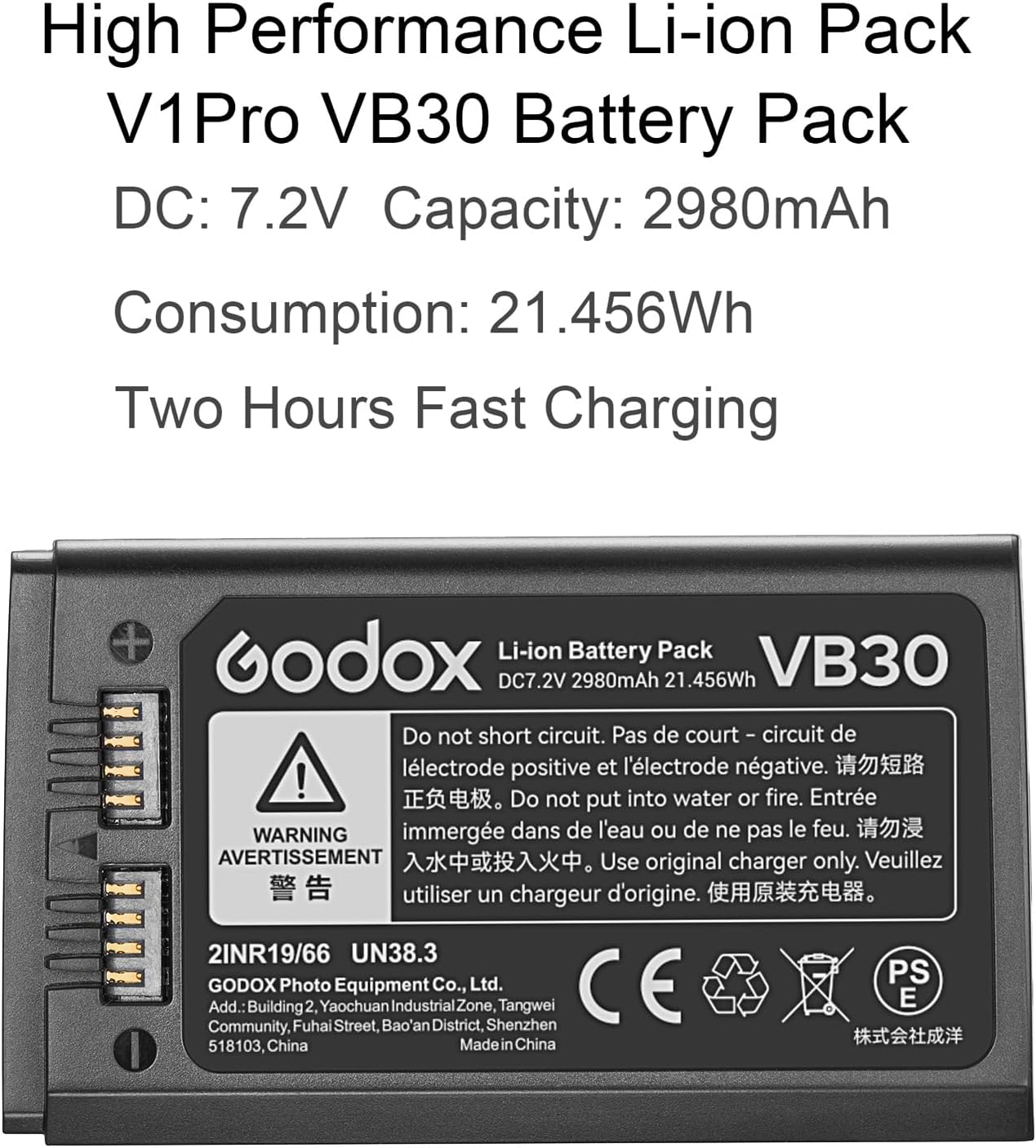 GODOX VB30 Lithium Battery Pack V1Pro V1 V100 AD100pro Round Head Flash V860III V850III Speedlight V1Pro Battery
