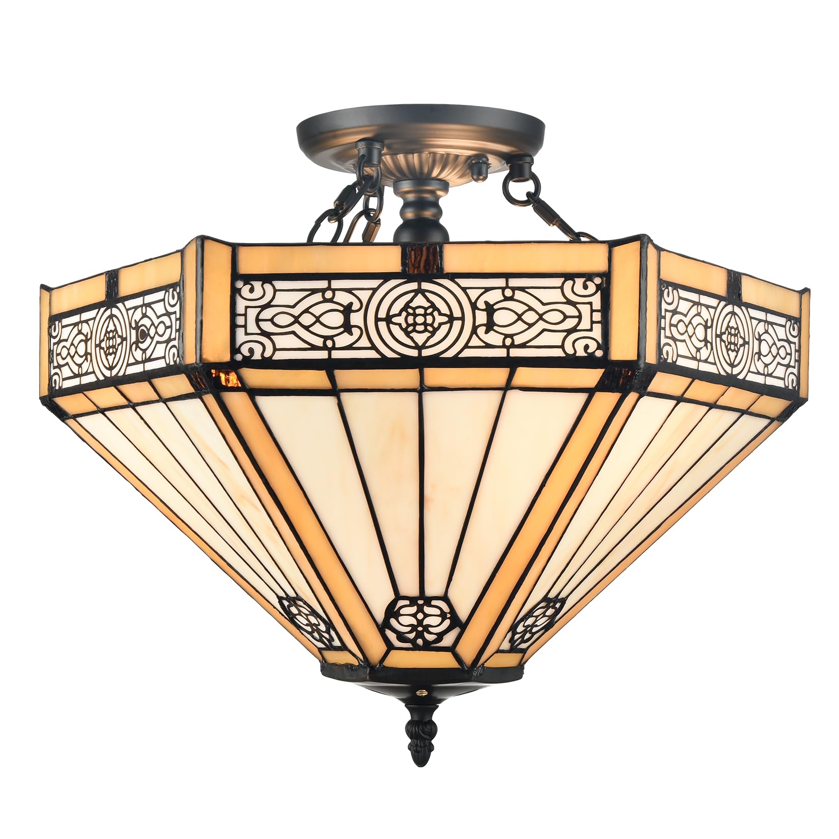 SAMTEEN Tiffany Style Semi Flush Mount Ceiling Light 3-Light