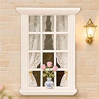 Vista 2 de iLAND Accesorios a escala 1/12 de ventanas de casa de muñecas, 2 piezas de madera maciza blanca, suministros de construcción de casa de muñecas, kit