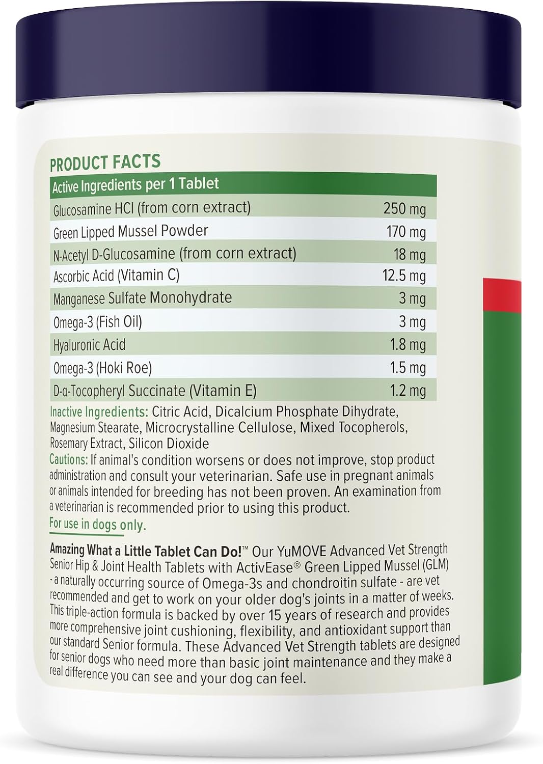 YuMOVE Hip & Joint Supplement for Senior Dogs with Advanced Strength Glucosamine, Omega 3, Hyaluronic Acid, Green Lipped Mussel, & Fish Oil for Dogs - 120 Chewable Tablets