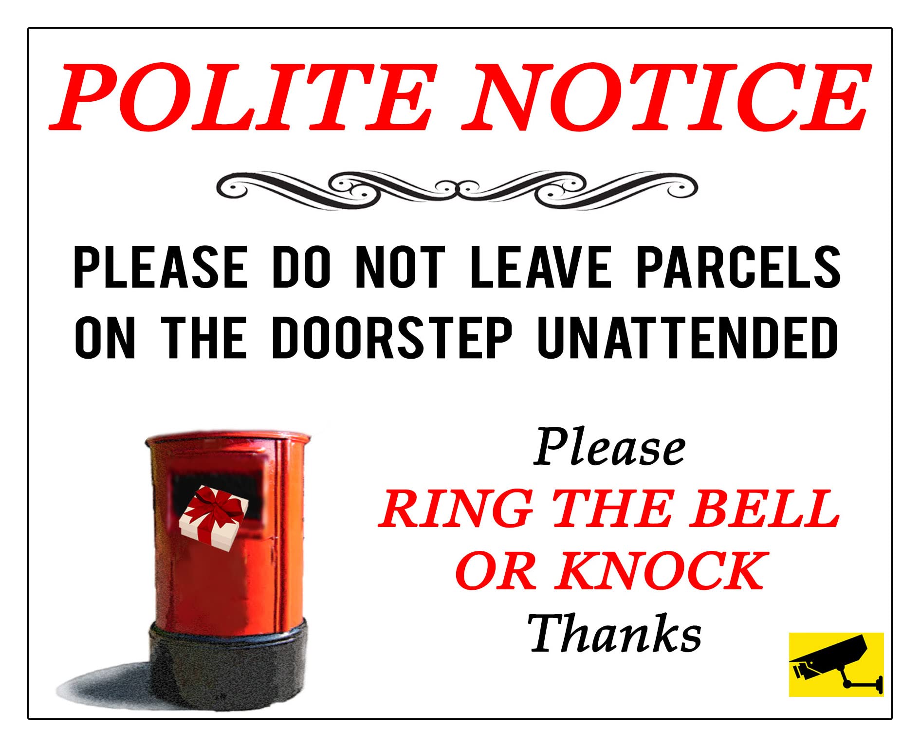 Honeey (6 DESIGNS) No Junk Mail Sign sticker for Letterbox Leaflet Flyers Menus Door Sticker for Home Office Shop (Do Not Leave Parcels Unattended Sticker)
