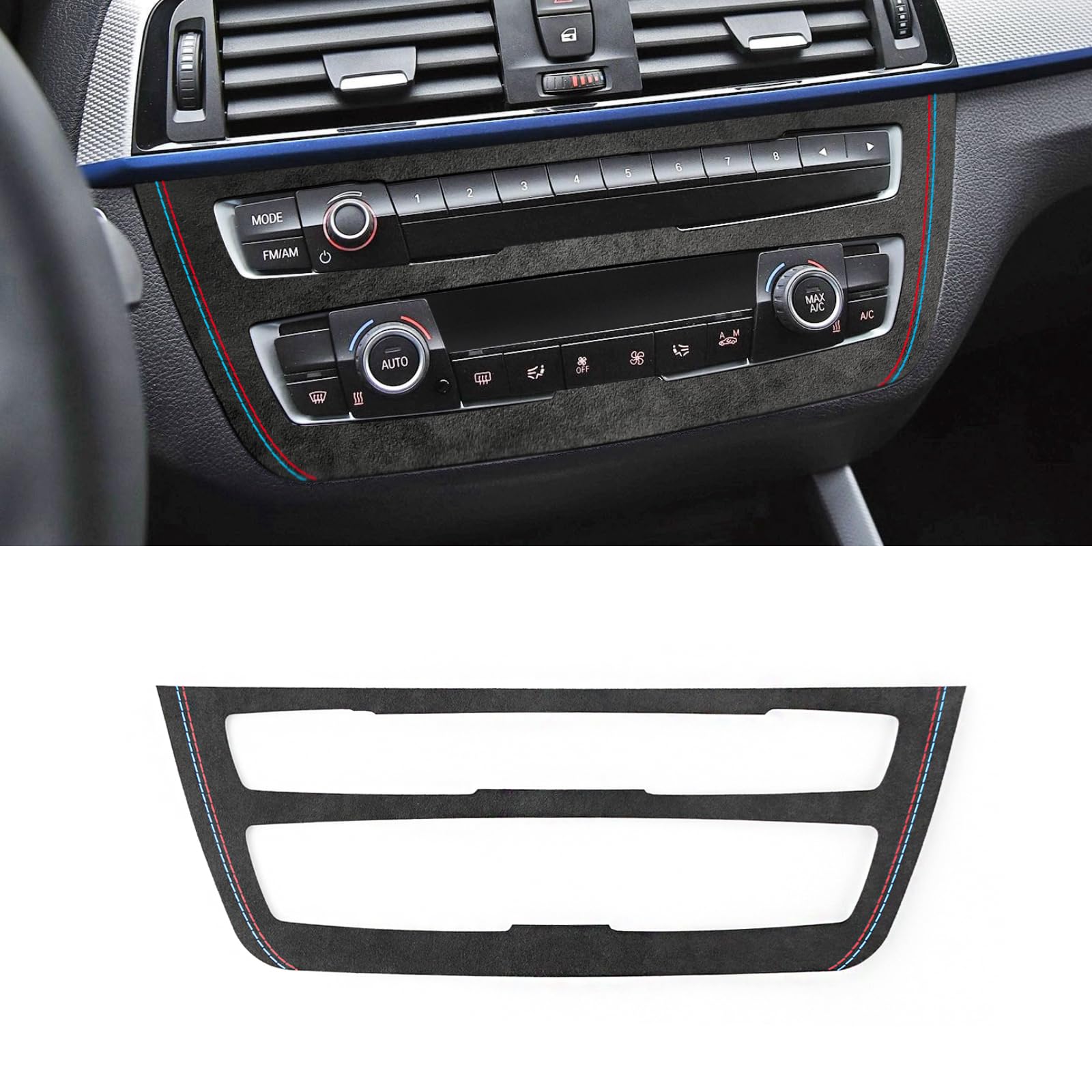 BETTERHUMZ Car Air Conditioning CD Control Panel Cover Suede Trim for BMW 1 2 Series 2012-2019 F20 F22 M235i M241i 228i 220i 218i Car Tuning