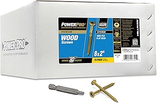 Power Pro Premium Exterior Wood Screws, #8 x 2 Inch All-Purpose Deck Screws for Outdoor Projects, T-25 Star Bit Included, Bronze, 3000 Pieces | 967775