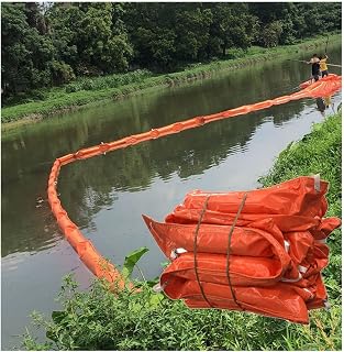 Flood Bags, PVC Oil Fence, Float-Type Oil Containment Fence, River Protection Prevent Pollution Water Fence Thickened Rubber Reusable, 10 Sizes (Color : Orange, Size : 0.4X10M)
