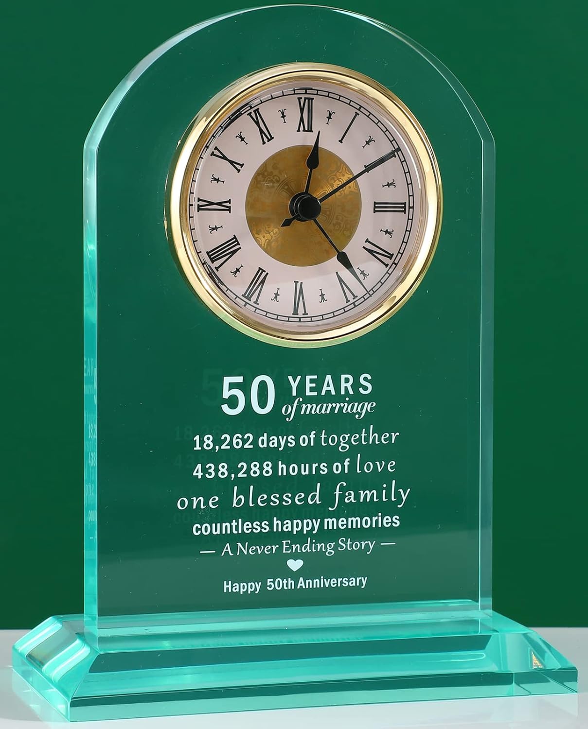 LESEN 50th Golden Wedding Anniversary Quartz Table Clock Gifts,50 Years
