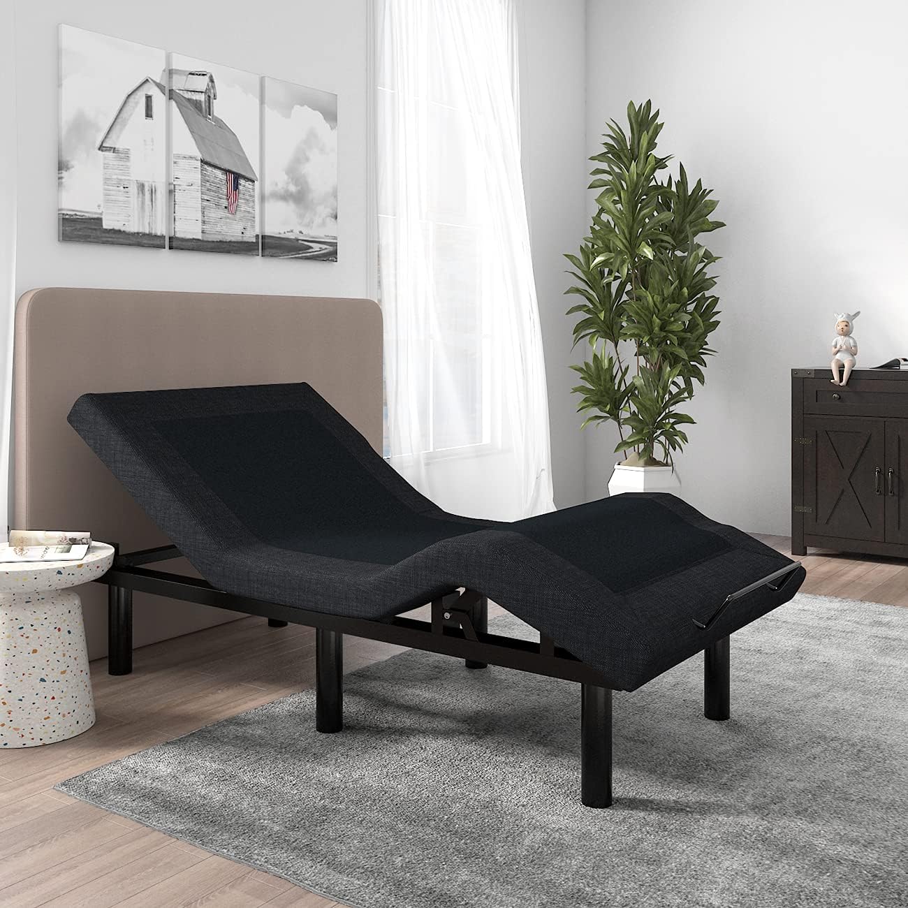 SHA CERLIN 14 Inch Twin XL Size Metal Adjustable Bed Base/Upholstered Bed Frame with Head and Foot Articulation Incline, Wireless Remote, Wood Board Support (Only Base)