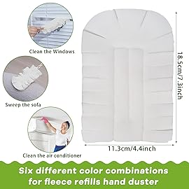 Zubebe 6 Pcs Duster Refill Reusable Fleece Duster Refills Feather Flat Dusters Multi Surface Washable Cleaning Pads Tools for Home, Blinds, Car, Pet, Furniture, Fans (White)