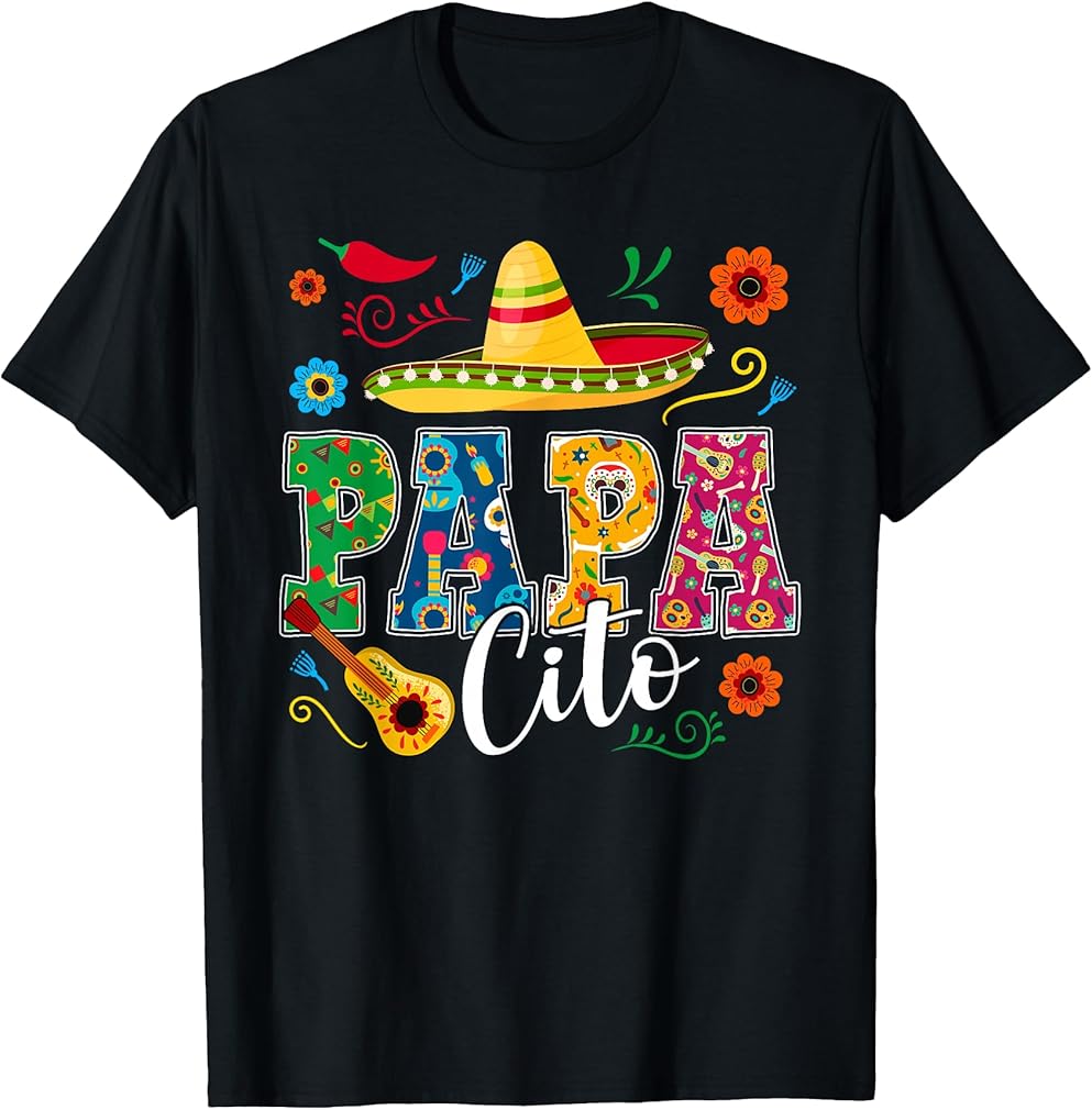 Cinco De Mayo Papacito Flower Papa Cito Mexican T-Shirt