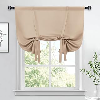 Hiasan Blackout Curtains-Tie Up Curtain Window Shade, Beige, W42 X L45