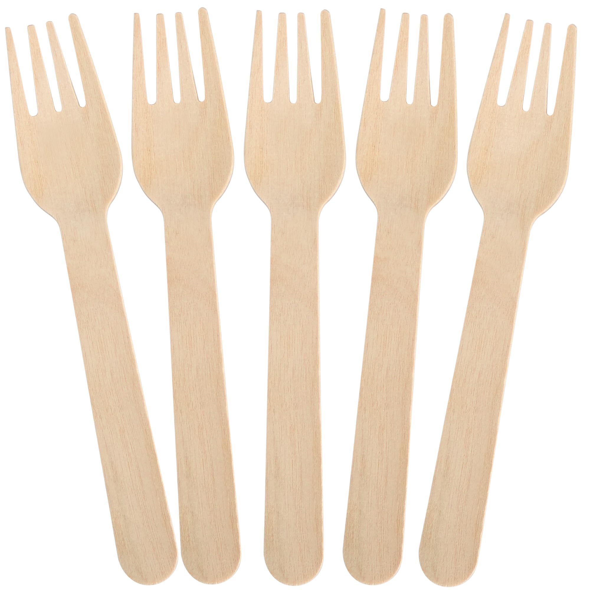 LotFancy Forks Disposable, 100 Pcs Wooden Forks, 6.2inch, Compostable Biodegradable, Great for Camping Picnics Dinner, Party Supplies