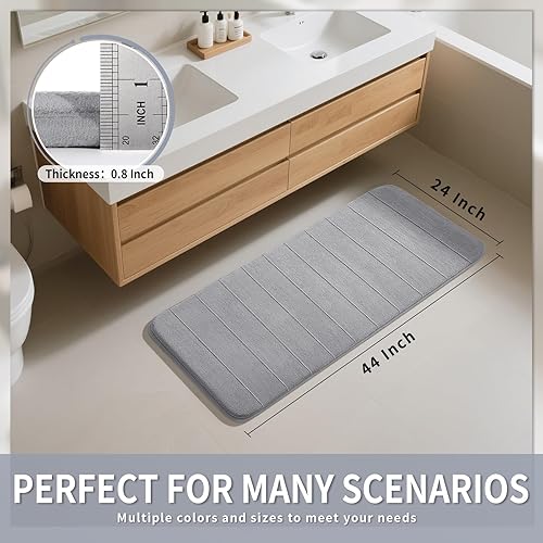 Miniatura 2 de Yimobra Tapete de baño de espuma viscoelástica de tamaño grande de 44 x 24 pulgadas, cómodo, suave, superabsorción de agua, lavable a máquina,