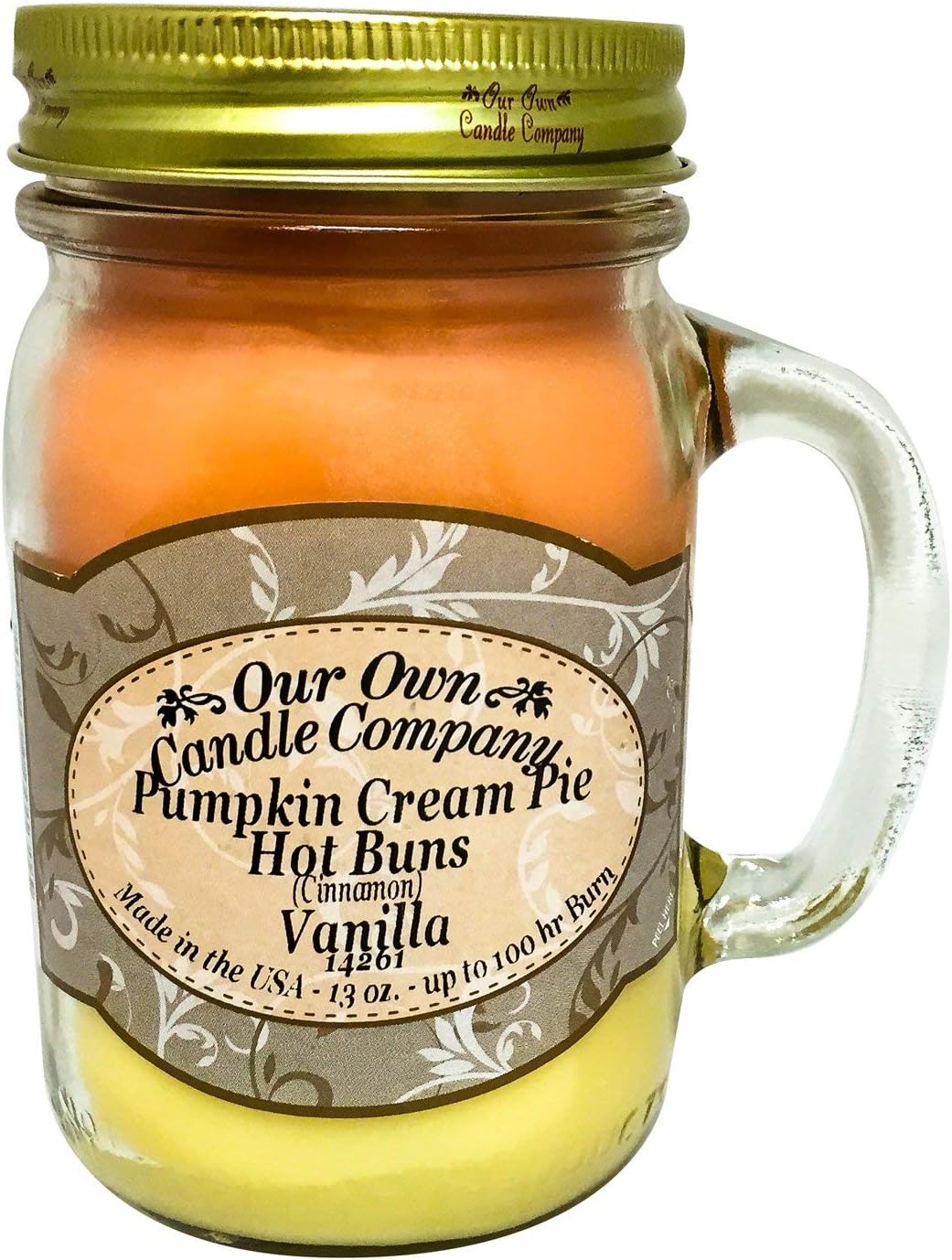 Our Own Candle Company Fall Triple - Pumpkin Cream Pie, Cinnamon, and French Vanilla Scented 13 Ounce Mason Jar Candle