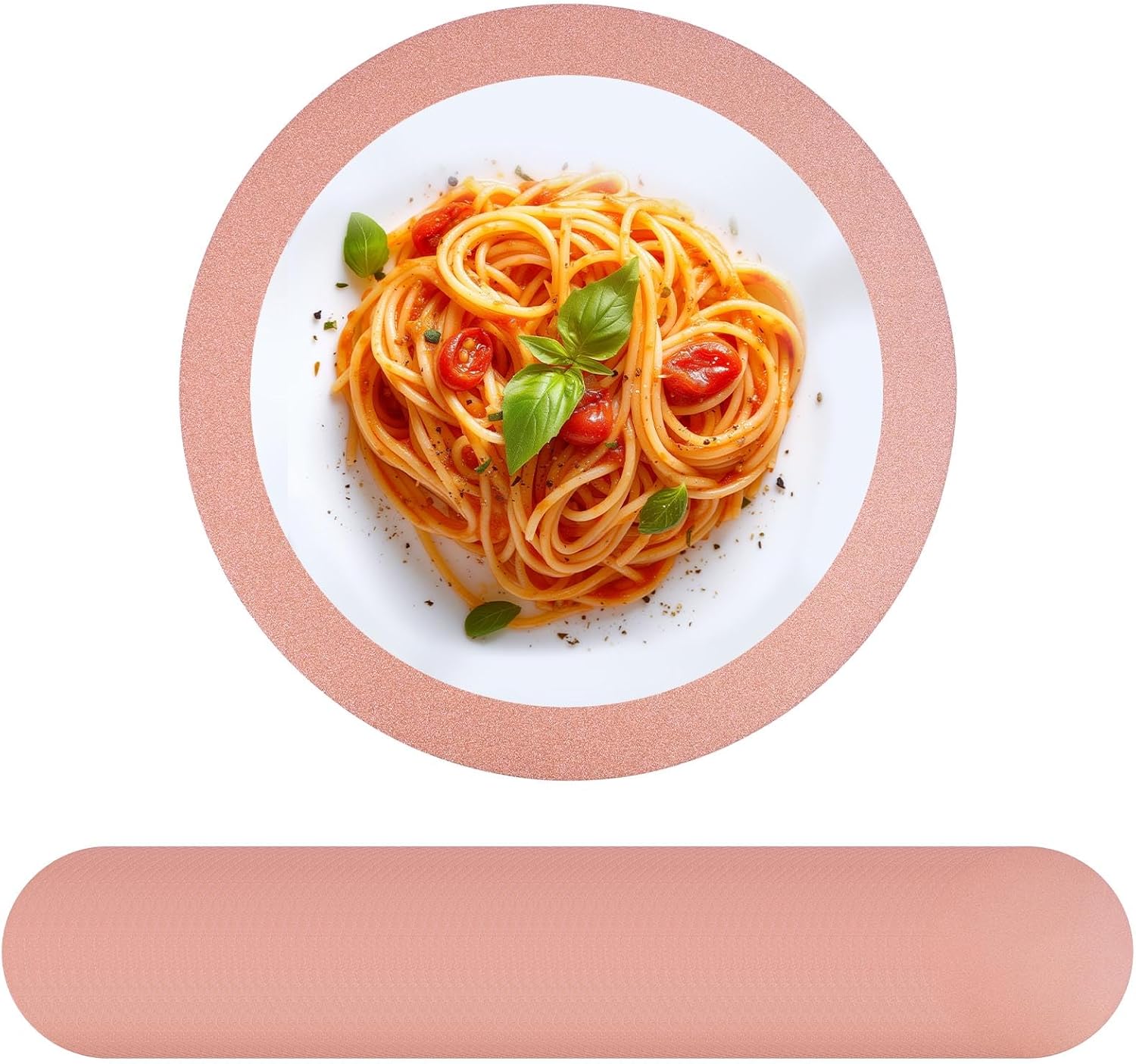 100 Pcs Round Rose Gold Paper Placemats, 14 Inch Disposable Paper Placemats Glittering Rose Gold Charger Place Mats Decorative for Birthday Party Kitchen Wedding Banquet Dinner Decor