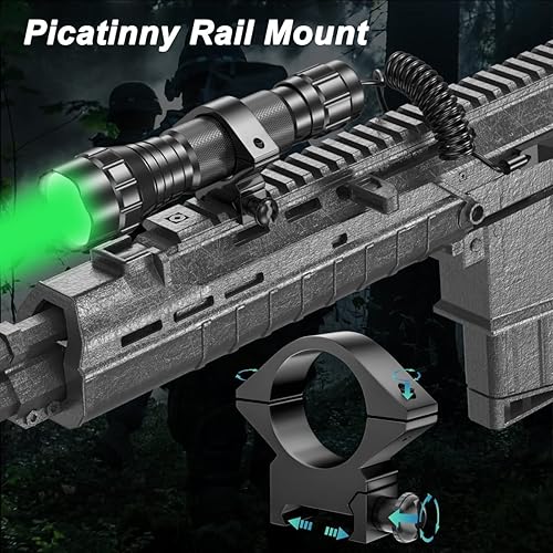 Miniatura 2 de WINDFIRE Linternas verdes de depredador LED Coyote Hog Varmint Luces de caza táctico Rifle linterna antorcha con montaje en riel Picatinny,