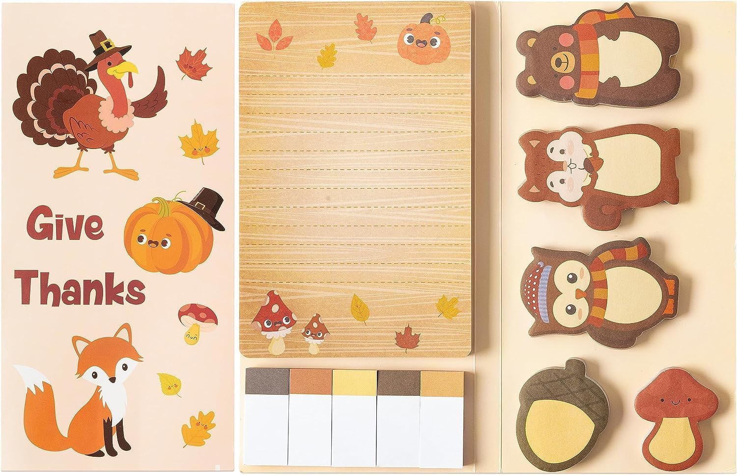 PANTIDE 550Sheets Cute Cartoon Squirrel Sticky Notes Set Bear Owl Self-Adhesive Writing Memo Animal Tabs Page Marker Back to School Student Reward Office Supply Kids Birthday Gift Party Supplies