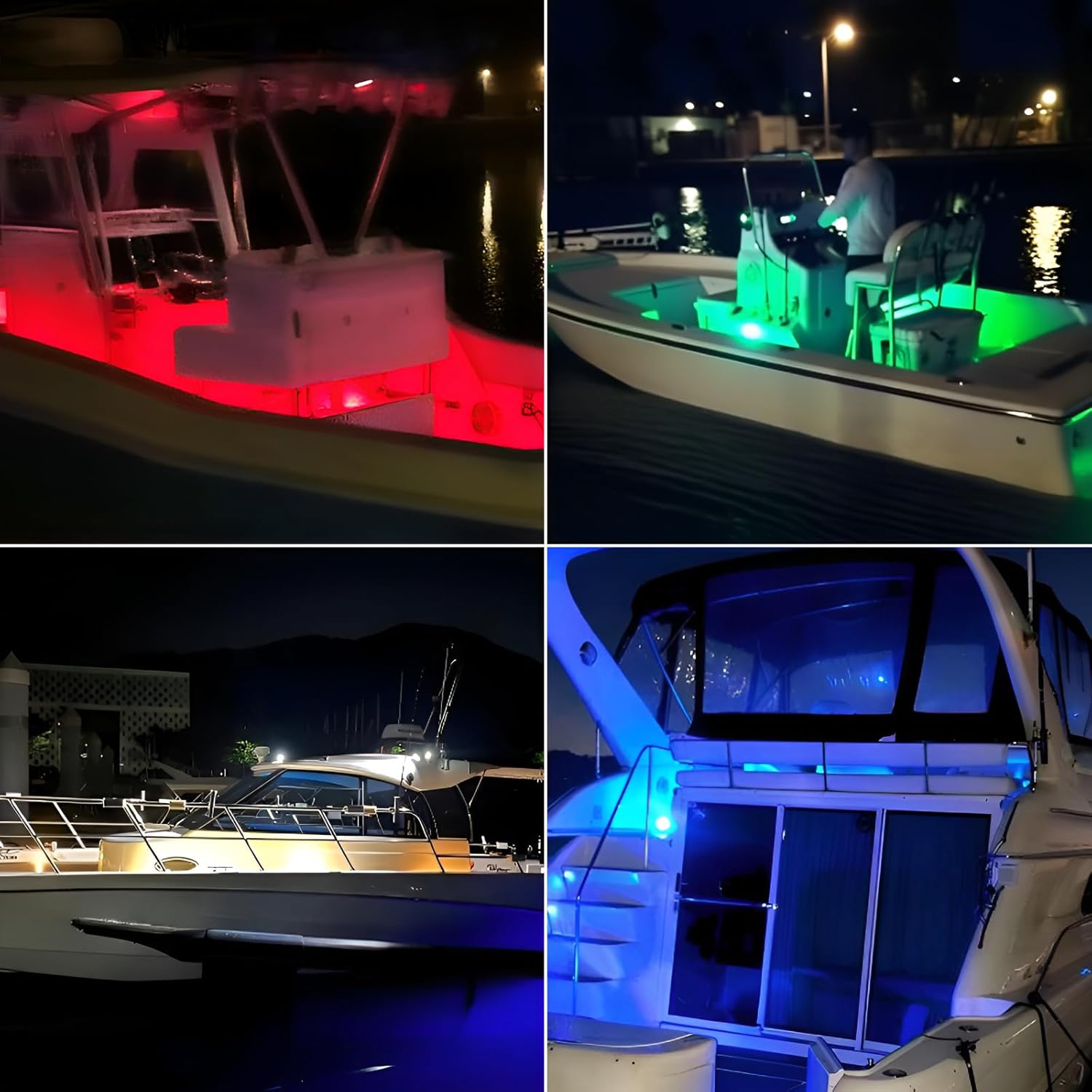 UCINNOVATE 8x LED Round Boat Lights, Navigation Light, Courtesy Lights, 4-Color Boat Interior Lights, 12V Boats Transom Light for Yacht, Pontoon Boating, Sailboat, Kayak (Red/Green/Blue/White)