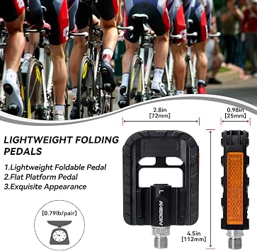 KABON Folding Bike Pedals, Bicycle Foldable Pedals with Aluminum, Universal 9/16 inch Non-Slip Cycling Pedals for Folding Bike, BMX Bike, Road Bike, Mountain Bike MTB