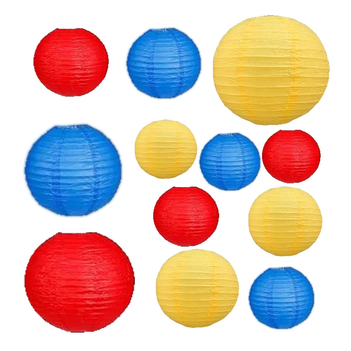 12Pcs Paper Lanterns 6 , 8 , 10 , 12 ,Paperlanterns Party Decoration, Red