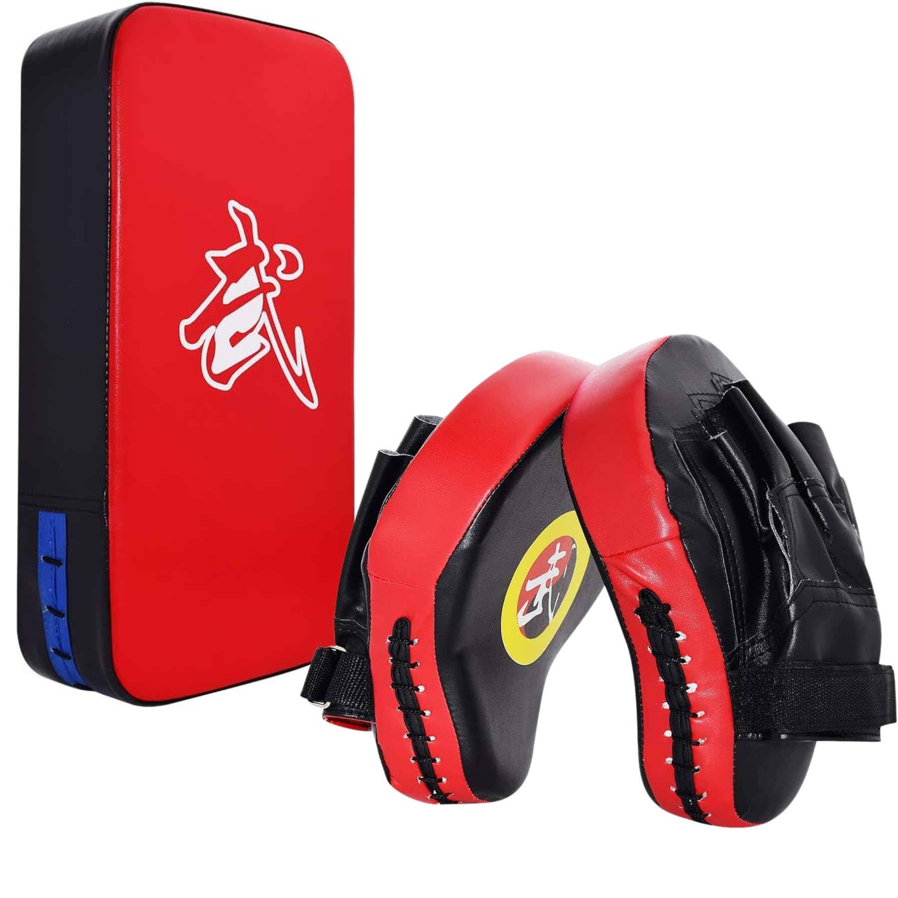 Snapklik.com : Taekwondo Kick Pad And 2 Curved Punching Mitts,PU Muay ...