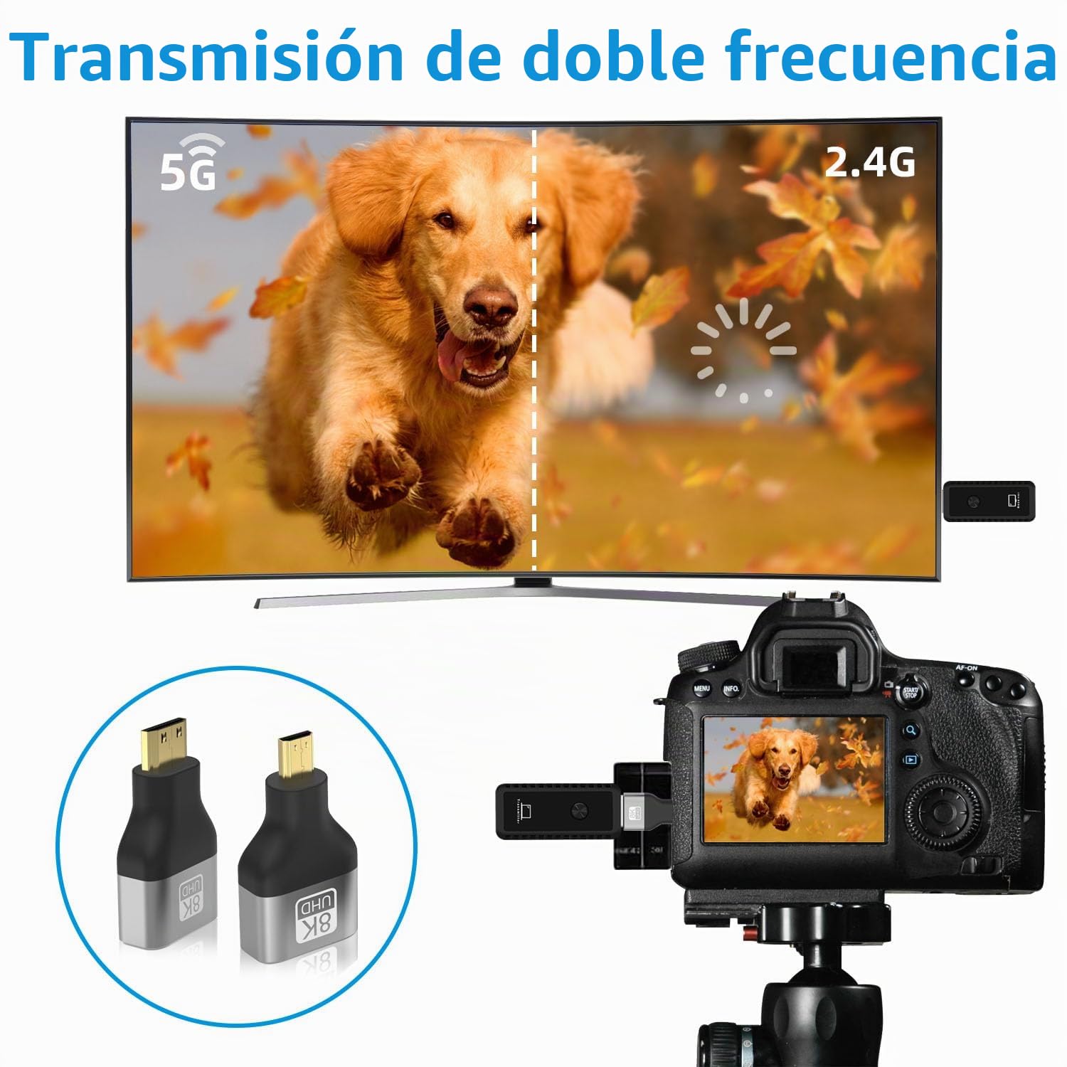 Transmisor y receptor HDMI inalámbrico, extensor inalámbrico HDMI de 1080P a 60Hz portátil para transmitir video y audio a monitor desde portátil/PC/TV Box/proyector