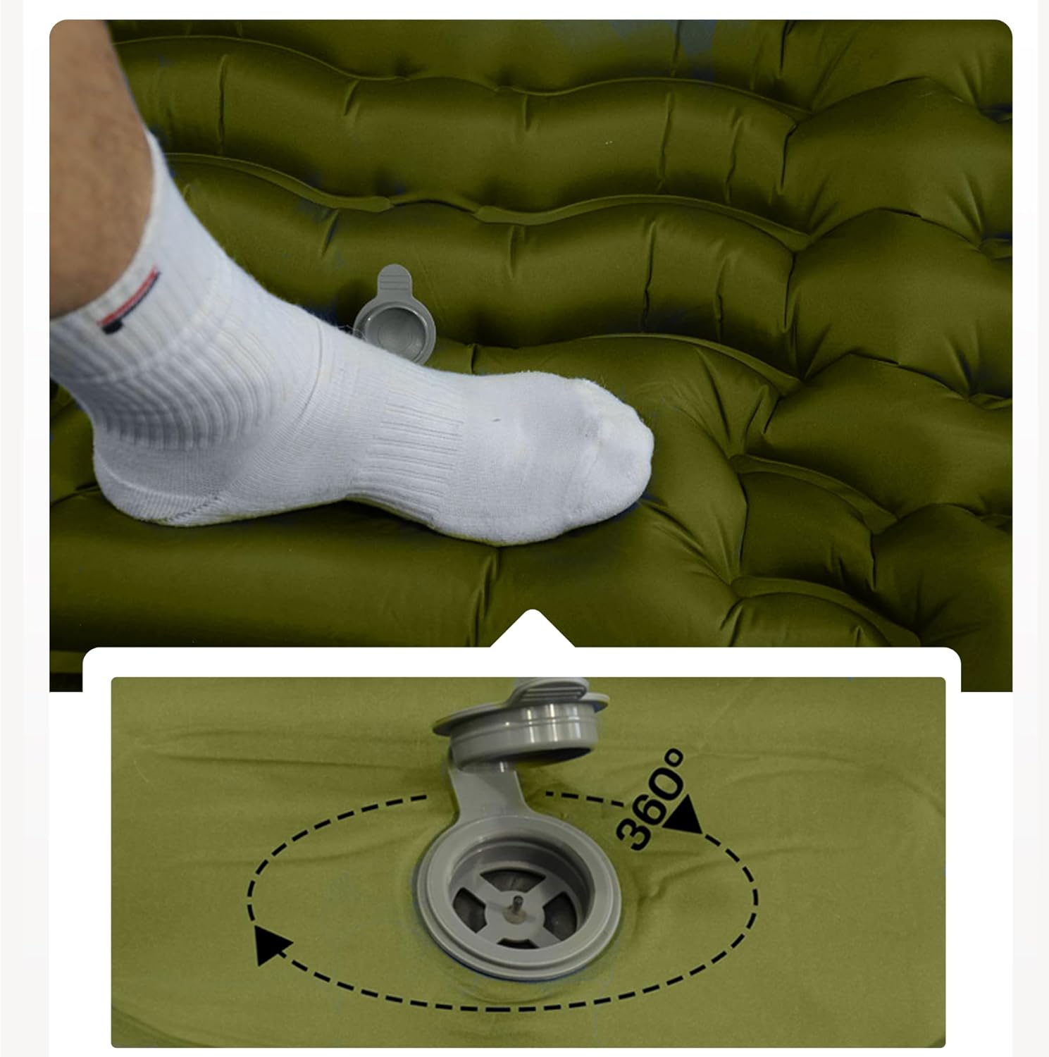 Enlarged and thickened air Sleeping Mats for camping (78.75 x 27.55 X 3.93 inches), 330lbs load capacity, quick inflation in 25 seconds at maximum speed, low noise, TPU coated(Military Green)