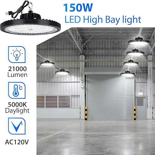 Miniatura 8 de Paquete de 4 luces UFO High Bay de 200 W, 5000 K, 29,000 lm IP66 para tienda, enchufe, garaje, interior, exterior
