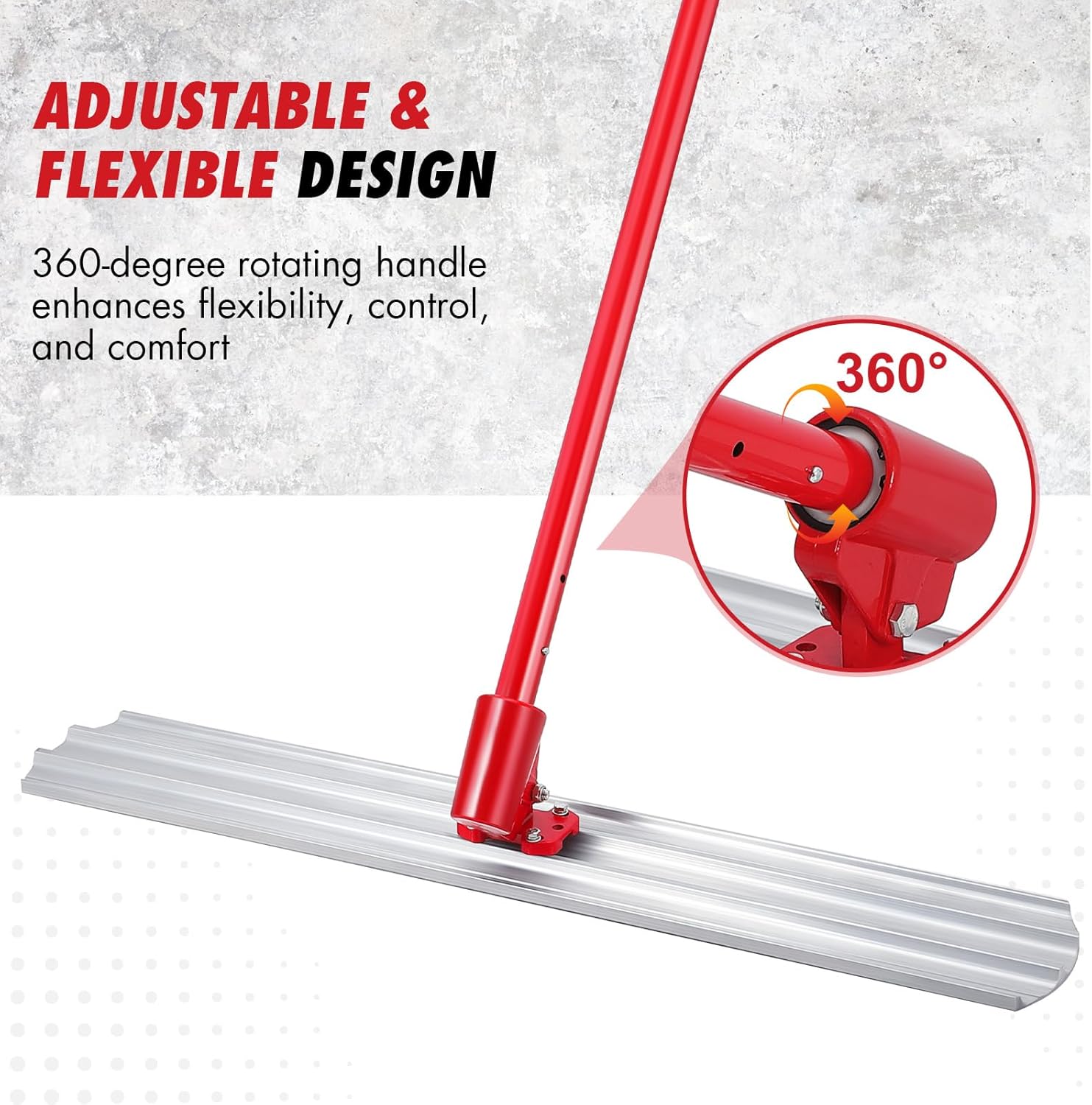46"x8" Magnesium Bull Float for Concrete Finishing - Heavy-Duty Cement Smoothing Tool With Adjustable Handle Bracket