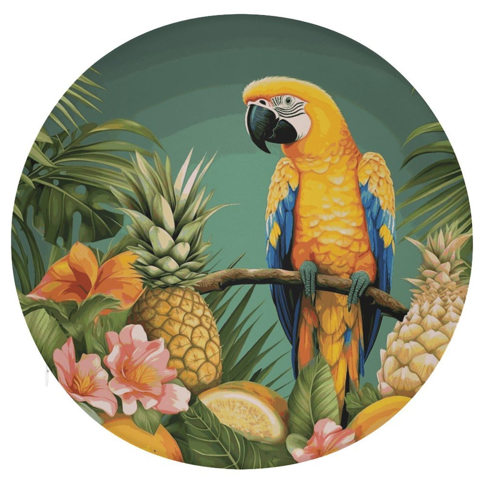 VstaDank Summer Parrot Pineapple Bird Round Cushion Memory Foam Seat Cushions 15In Comfort Meditation Floor Pillow Anti Slip Soft Stool Cushion Chair Pad for Tatami Living Room Yoga