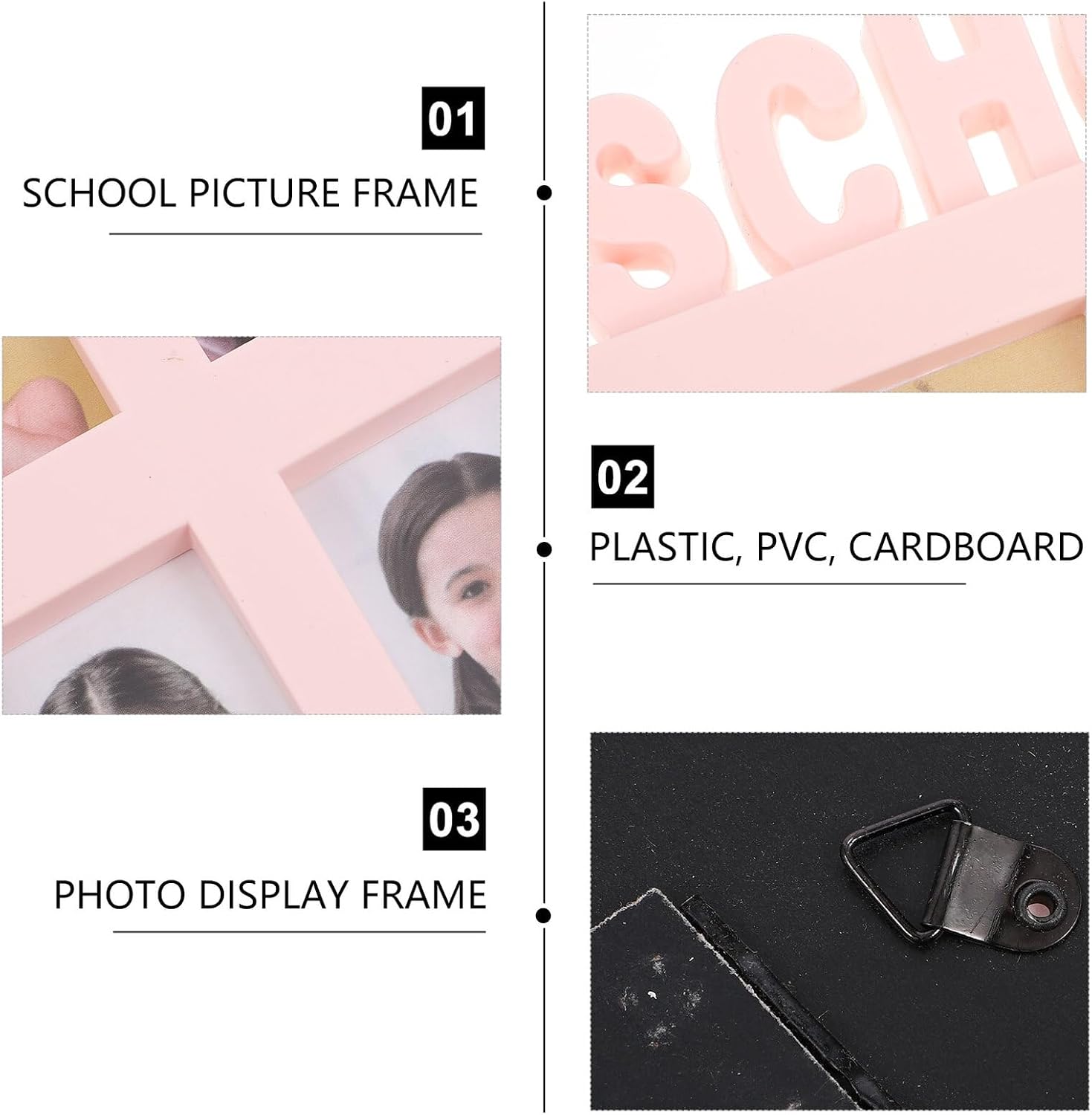 Kids School Years Picture Frame for Growth Photos Pink 25x28cm
